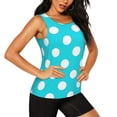 thumbnail image 2 of Balery Aqua And White Polka Dot Camiseta sin mangas estampada ligera para mujer, tops de entrenamiento sin mangas, camisetas de yoga transpirables de secado rápido.-Small, 2 of 7