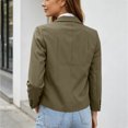 thumbnail image 4 of Antinious Women Business Casual Work Jacket V-Neck Collared Long Sleeve Button Chest Pocket British Style Blazer Suits, 4 of 5