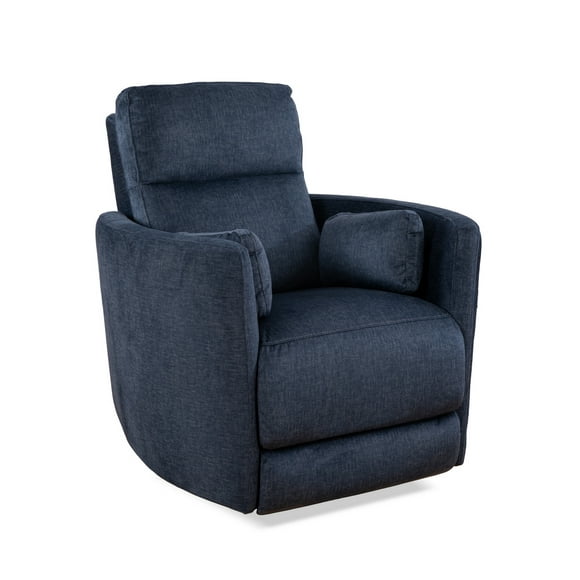 AzureEase Hidden Pull Recliner with Swivel - Blue Fabric