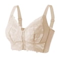 thumbnail image 2 of Amidoa Lace Bras for Women Full Coverage Pink Front Zipper Embroidered Bra Lingerie for Women 38/85BC, 2 of 5