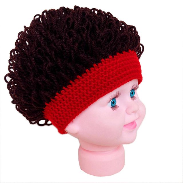 Novedad, peluca para niños y bebés, sombrero para fiesta, accesorios para fotos de Cosplay, peluca Afro de invierno para niño y niña, gorro rizado de pelo grande tejido 1-4t