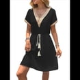 thumbnail image 3 of Vestido Informal de Verano con Cintura Ajustada para Mujer para Vacaciones Negro M, 3 of 7