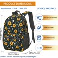 thumbnail image 3 of Sunflower and Bee Black Pattern 17" Waterproof Oxford School Backpacks for Teens, S-Shape Padded Straps, for School, Travel, Hiking, Camping, 3 of 5