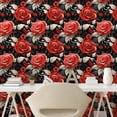 thumbnail image 2 of Ambesonne Roses Peel & Stick Wallpaper for Home, Flowers Swirls and Leaves, 13"x72", Dark Coral and Charcoal Grey, 2 of 5