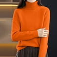 thumbnail image 6 of ManxiVoo Women's Autumn Winter Loose Knit Pullover High Neck Thermal Long Sleeve Top for Layering M Size Orange, 6 of 6