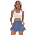 thumbnail image 5 of Sewkxo Womens High Waisted Shorts Athletic Running Shorts Workout Gym Quick Dry Flowy Shorts with Pockets,Blue L, 5 of 7
