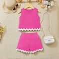 thumbnail image 4 of UngA Little​ Kid Girl's 2 Piece Outfits Sleeveless Rib Knit Sleeveless Cropped Tank Tops Shorts Set Toddler Kids Girl Tracksuit Ribbed Summer 4-5 Years,Hot Pink, 4 of 5