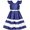 Blue, variant on Girls Dress Navy Blue V-neckline Ribbon Color Contrast 6