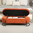 thumbnail image 2 of Storage Ottoman, Upholstered Ottoman Bench with Safety Hinge, Entryway Padded Footstool for Living Room & Bedroom, Orange, 2 of 7