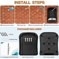 thumbnail image 5 of Caja de llaves montada en la pared, minicaja fuerte para exteriores con código reiniciable de 4 dígitos, caja de llaves impermeable para el hogar, fábrica, garaje, color negro, 5 of 5