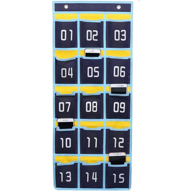 Cell Phone Holder for Classroom Calculator Hanging Organizer with 15 Pockets