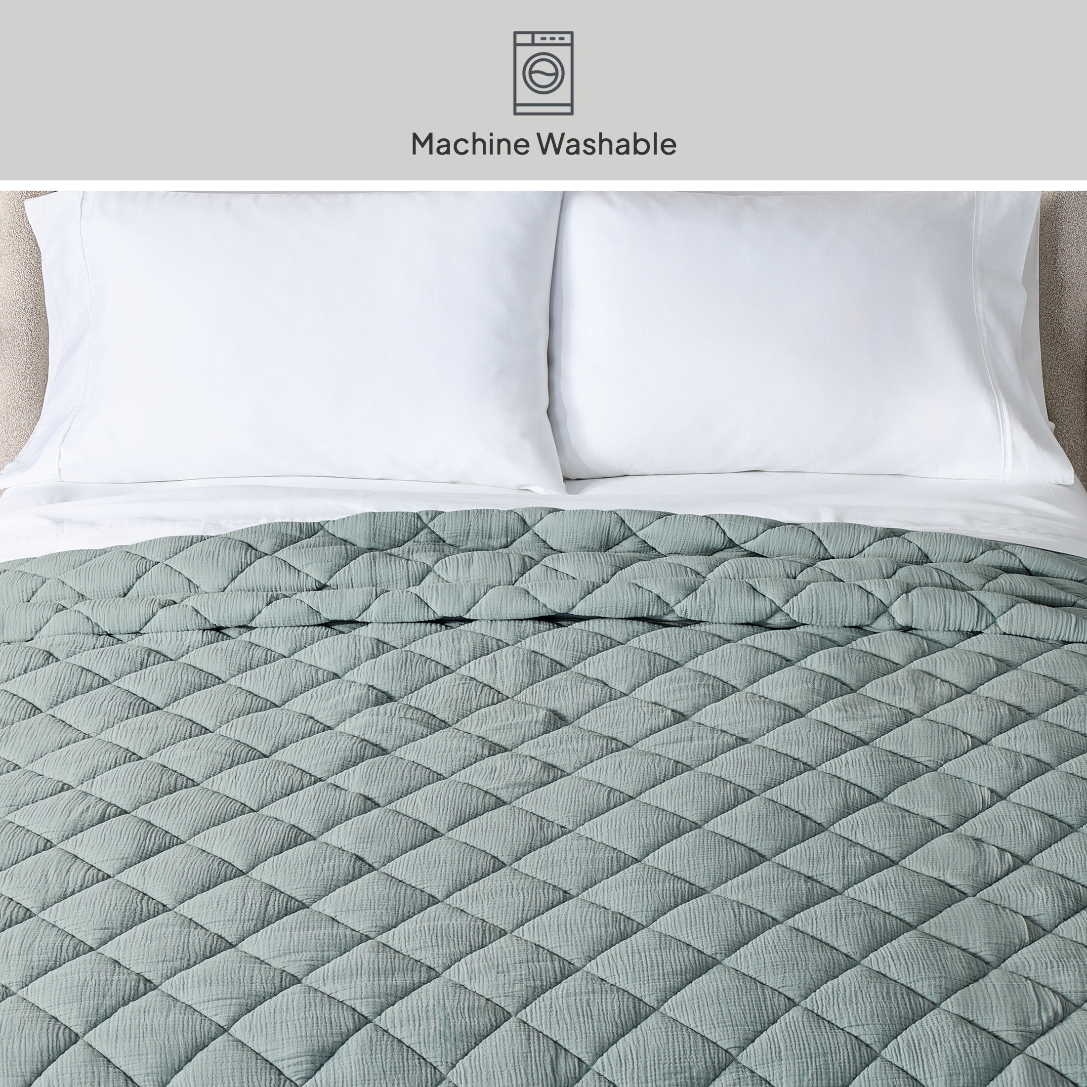 Better Homes & Gardens Diamond Gauze Quilt, Sage, King, All Ages