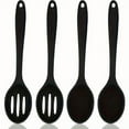 thumbnail image 1 of Silicone Cooking Spoon Black Colander Heat-resistant Large Silicone Batter Slotted Spoon, Spoon Non-stick Cooking Utensils, Kitchen Silicone Mixing Spoon Set, Serving, Kitchen Gadgets, 1 of 8