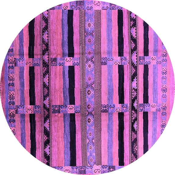Ahgly Company Indoor Round Southwestern Purple Country Area Rugs, 5' Round