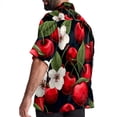 thumbnail image 3 of Cherry Men's Casual Short Sleeve Printed Button Down Spread Collar Tops Summer Beach Shirts Unisex, 3 of 6