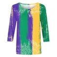 thumbnail image 4 of Penkiiy Women's Mardi Gras Fashion Printing Casual Round-Neck 3/4 Sleeve T-shirt Blouse 3XL Multicolor, 4 of 5