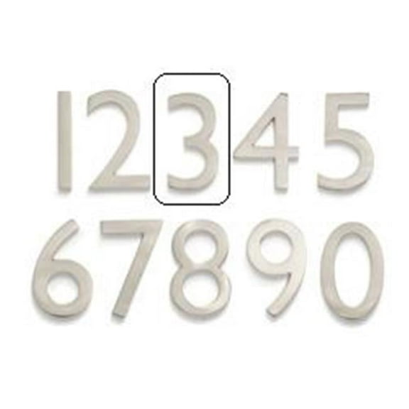 Architectural Mailboxes Solid Cast Brass Floating House Number - Satin Nickel - 3in.