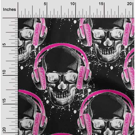 oneOone Cotton Poplin Fuschia Pink Fabric Skull Fabric For Sewing Printed Craft Fabric By The Yard 56 Inch Wide