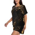 thumbnail image 2 of Kdxio Black And Gold Fire Dragon Print Pajamas Sets for Women Short-Sleeved Pjs with Lounge Shorts Two Piece Sleepwear S-4XL, 2 of 5