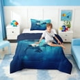 thumbnail image 3 of Manfei Underwater Manatee Twin Comforter Sets for Kids Boys and Girls, Ocean Animal Bedding Set, Navy Reversible 2 Pieces, 1 Comforter and 1 Pillowcase, 3 of 6