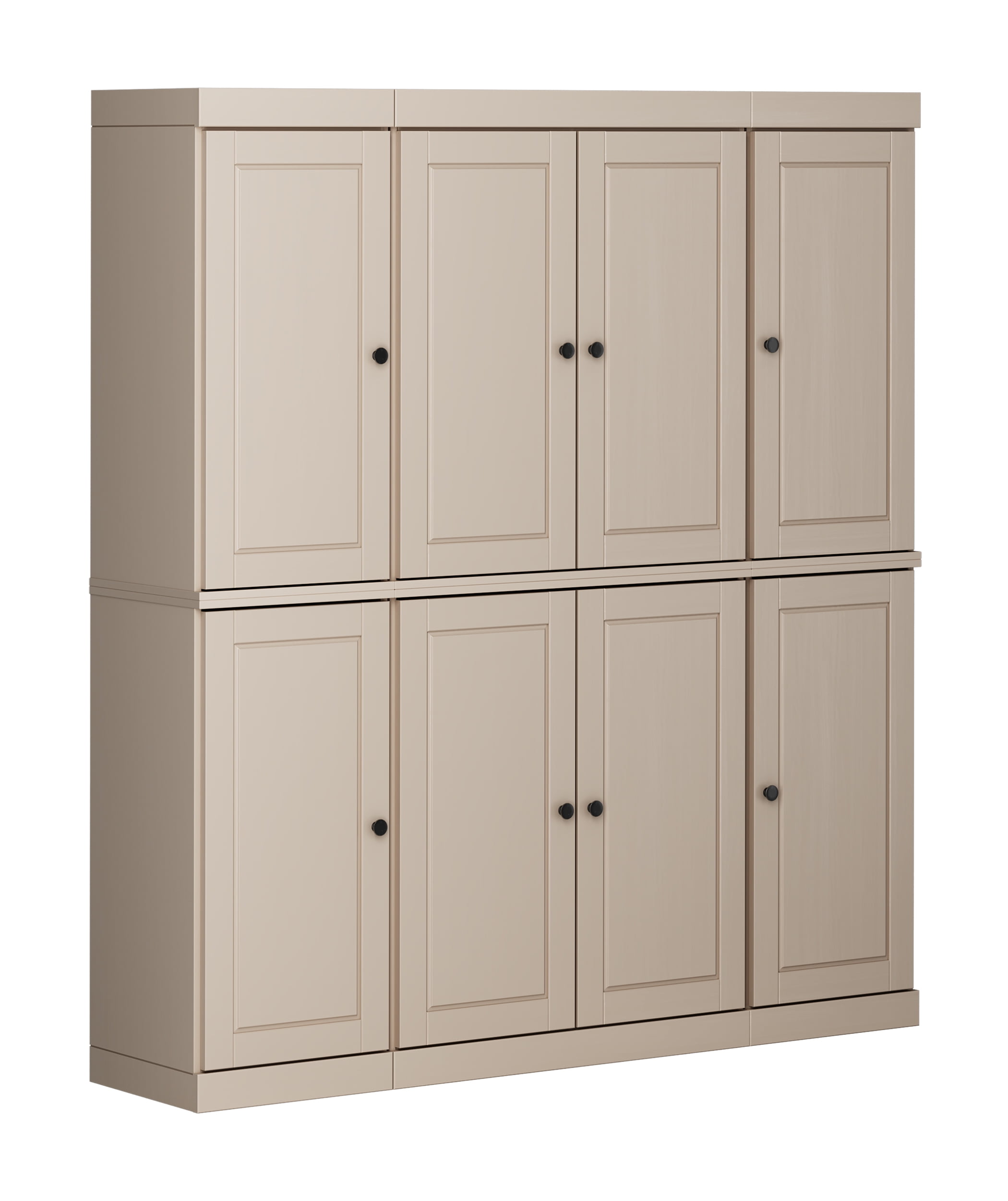 100% Solid Wood Kitchen Pantry Storage Cabinet with Solid Doors and Adjustable Shelves, Beige Wooden Modular Tall Cabinets