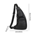 thumbnail image 3 of Bolsa de cuero para el pecho para hombres y mujeres Bolsa impermeable tipo bandolera con correa ajustable en bolsillos antirrobo para viajes, desplazamientos y deportes, 3 of 6
