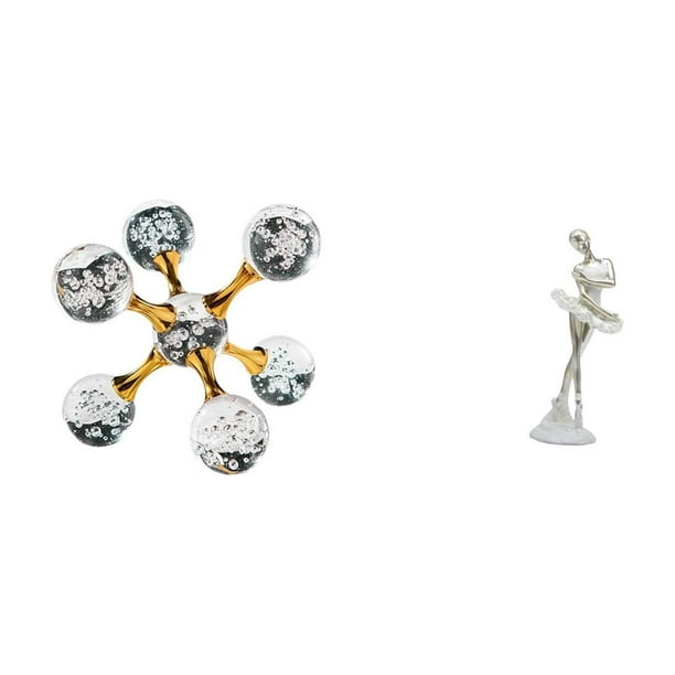 Figura de escritorio esférica, estatua de bailarina de ballet, estatua moderna de bailarina, material de resina de vidrio ecológico, ideal para decora
