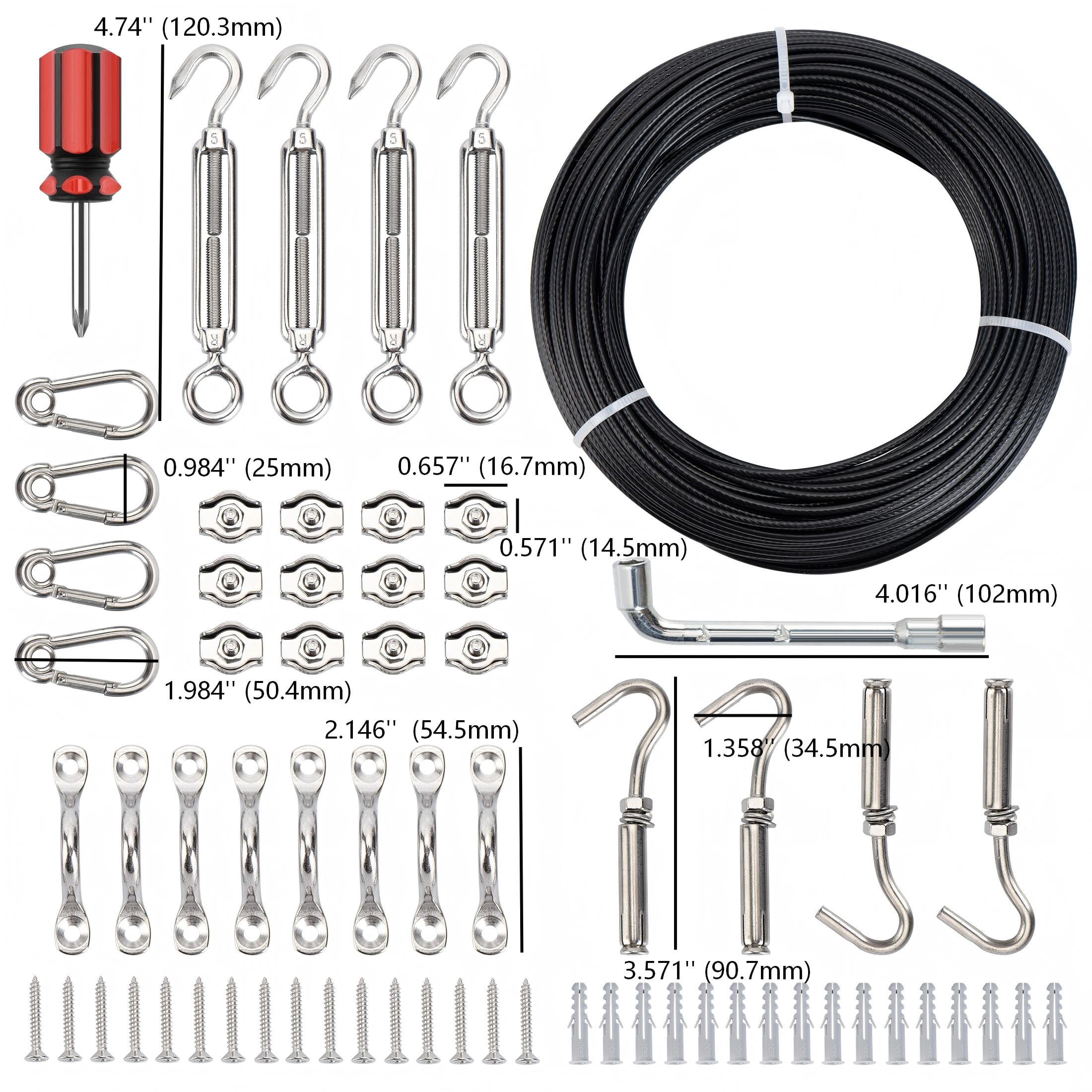 HT Globe String Light Hanging Kit with 170 Feet Cable Guide Wire