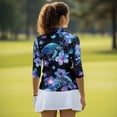thumbnail image 5 of Uorisanigo Turtle Flower Women's Golf Shirt Soft Polyester Spandex Fabric Women's 3/4 Sleeve Athletic Golf Shirts Comfortable Fashion Zip Up Collar Tennis Tops Outing Wear Size M, 5 of 7