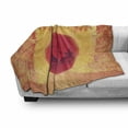 thumbnail image 3 of Japanese Soft Flannel Fleece Throw Blanket, Warrior Ninjas at Sunset Between Building Flowers Theme Japanese Print, Cozy Plush for Indoor and Outdoor Use, 60" x 80", Mustard and Purple, by Ambesonne, 3 of 6