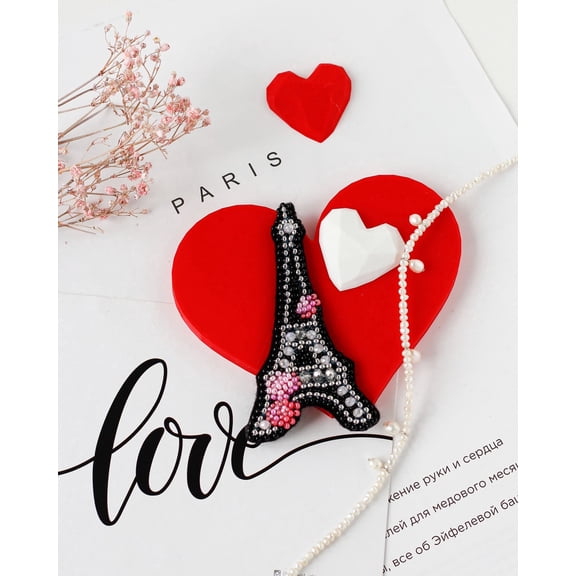 Wizardi Bead Embroidery Decoration Kit - Heart of France. Colorful Beads, Beading Needles. DIY Kit. Embroidery for Beginners. Home Decor. AD-099 Abris Art
