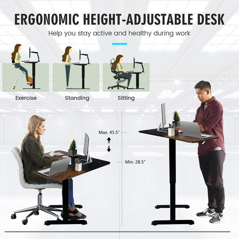 Giantex Electric Height Adjustable Desk, Sit Stand Home Office Desk w/4 Memory Positions & LED Display, 48 Standing Computer Workstation w/Anti