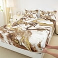 thumbnail image 3 of Castle Fairy Gradient Abstract Marble 3Pcs Twin Sheet Sets for Teens Boys Girls,Brown White Golden Twin Fitted Sheet,Marbling Watercolor Breathable Flat Sheet,Ultra Soft Home Decor, 3 of 7
