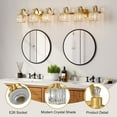 thumbnail image 5 of Bathroom Vanity Light Fixtures Modern Crystal Vanity Light Fixtures Over Mirror, 3 Light Modern Crystal Wall Lighting with Square Shade, 5 of 7