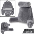 thumbnail image 2 of Husband Pillow Medium Cover Only Dark Grey, Cozy Microfiber Bed Rest Pillow Cover with Arms - Array of Colors - Generous Side and Back Pockets - Perfect Fit for Your Favorite Comfy Reading Pillow, 2 of 5