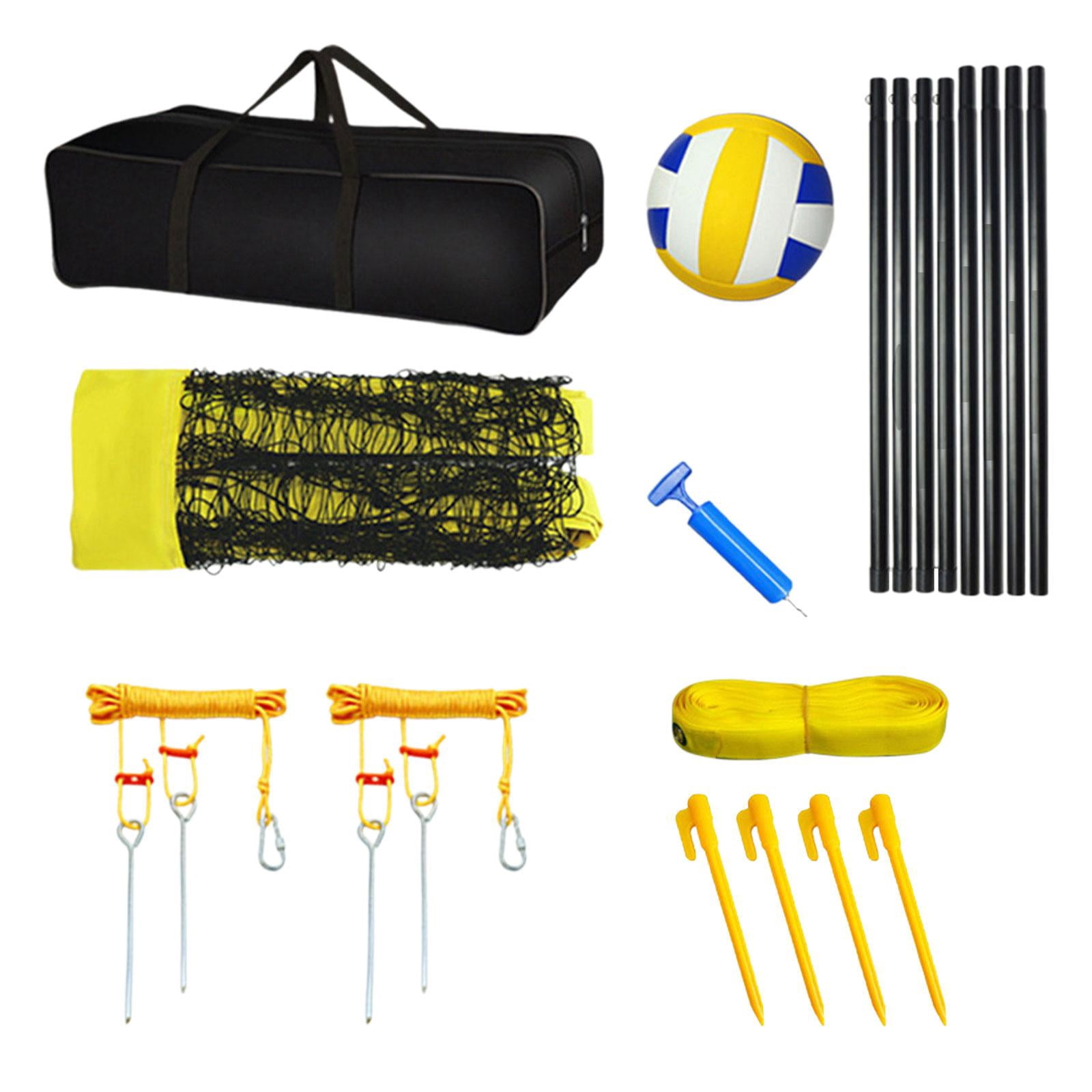 DimyFew Volleyball Set Adjustable Poles Carrying Bag Pump Portable Volleyball Net System