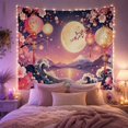 thumbnail image 2 of Moonlit Night With Mount Fuji And Lanterns, Serene Japanese Inspired for Nature Lovers, Cherry Blossom Wall Art, Housewarming Gift, Tapestry Wall Hanging for Bedroom and Living Room, 2 of 7