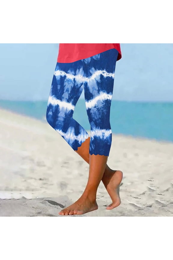 Capri Leggings for Women 2025 Trendy Tie-Dye Capris Pants Buttery Soft Comfy Yoga Leggings Summer High Waisted Tummy Control Cropped Pant