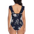 thumbnail image 6 of Yiaed Retro Flower Print Women's Ruffled One Piece Swimsuit V Neck Swimwear Slimming Monokini for Woman-XX-Large, 6 of 8