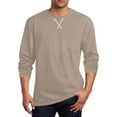 thumbnail image 2 of VBTAPA Big and Tall T Shirts for Men Plus Size Long Sleeve Crewneck Pullover Tees Tops Solid Color Casual Loungewear Workwear T-Shirts Beige M, 2 of 6