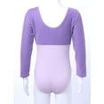 thumbnail image 4 of iixpin Kids Girls Ballet Dance Leotards Long Sleeves Velvet Bodysuit Dancewear Gymnastics One Piece Violet 120, 4 of 7