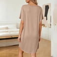 thumbnail image 4 of Edvintorg Womens Nightgown Short Sleeve Sleepshirt Square Neckline Nightshirt Soft Pajamas Dress Casual Sleepwear Womens Clothes Khaki L, 4 of 8