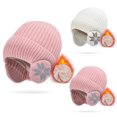 thumbnail image 4 of Xfvqtps Womens Skull Cap with Ear Flap Knitted Fleece Lined Solid Color Simplicity Stretch Windproof Coldproof Warm Thickened Ski Fall Winter Soft Beanie White, 4 of 6