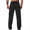thumbnail image 3 of YUEVORA Corduroy Pants for Men, Elastic Waist Drawstring Pants, Striped Relaxed Fit Straight Leg Casual Athletic Pants, 3 of 4