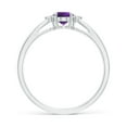 thumbnail image 2 of ANGARA Natural Tapered Shank Amethyst Solitaire Ring with Diamond Accents in 14K White Gold for Women (Size-6x4mm) | February Birthstone, Anniversary, Jewelry Gift for Women | Natural Amethyst Ring, 2 of 9