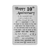 Tanwih Happy 10th Anniversary Card for Men, 10 Year Anniversary Gift for Him, Metal Wallet Insert