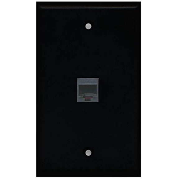 RiteAV Rj11/12 Phone Black Wall Plate 1 Gang Flat Black