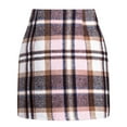 thumbnail image 2 of Npasoilc Wool Plaid Skirts for Women Casual High Waist Plaid Printed Skirt Fall Winter Pencil Bodycon Mini Skirts, 2 of 6