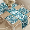 thumbnail image 2 of Ambesonne Leaves Table Runner & Placemats, Exotic Brazilian Foliage, Placemat 4 pcs + Runner 12"x90", Aqua Dark Teal and White, 2 of 2