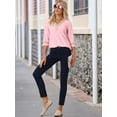 thumbnail image 2 of DARING DIVA Women's 3/4 Sleeve Tops Hollow Color Block Boho Shirts XL Light Pink, 2 of 6